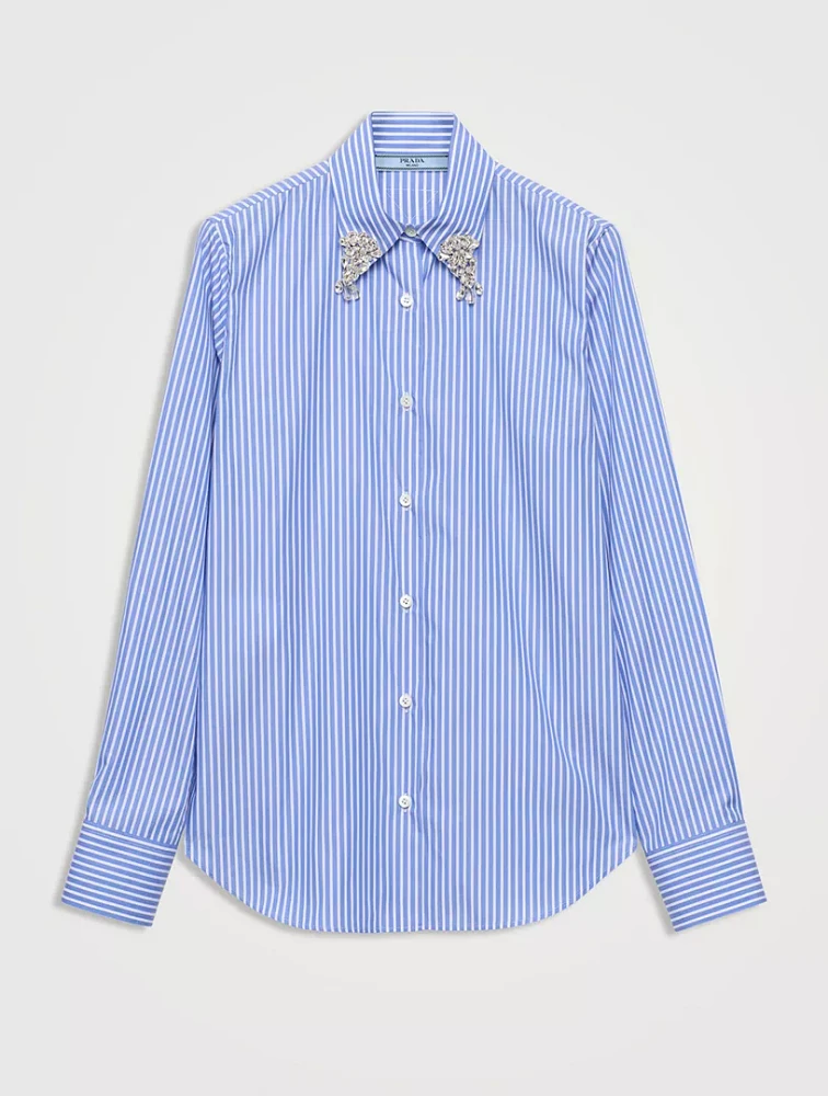 Embroidered Stripe Poplin Shirt