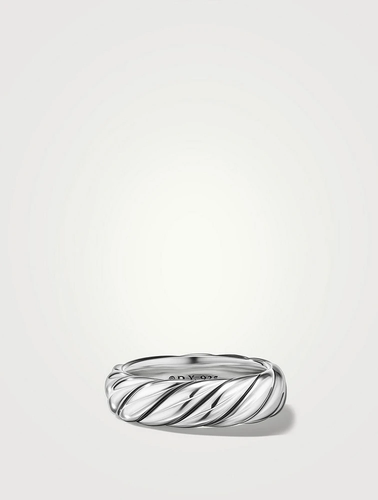 Sculpted Cable Band Ring Sterling Silver, 6mm