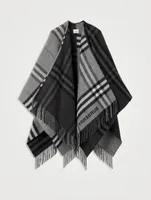Contrast Check Wool Cashmere Jacquard Cape