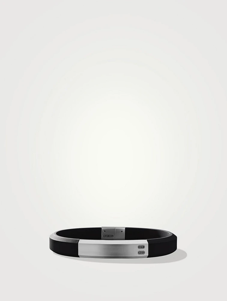 Streamline® Id Bracelet With Black Rubber And Sterling Silver, 10mm