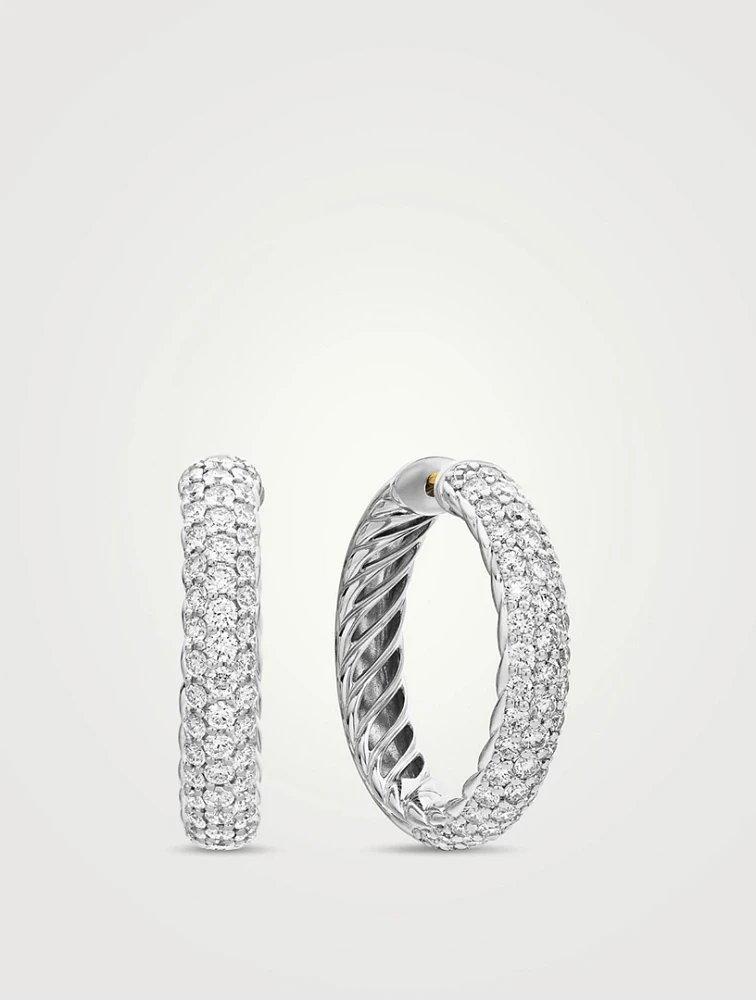 Dy Mercer® Hoop Earrings In Sterling Silver With Diamonds, 25.4mm