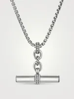 Lexington E/w Barrel Pendant In Sterling Silver With Pavé Diamonds
