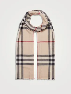 Check Wool Silk Scarf