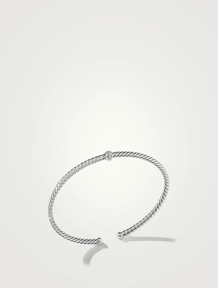 Cablespira® Station Bracelet 18k White Gold With Pavé Diamonds