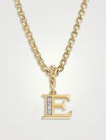Pavé E Initial Pendant In 18k Yellow Gold With Diamonds