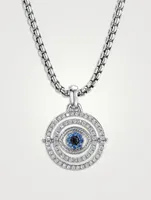 Evil Eye Mobile Amulet In 18k White Gold With Pavé Blue Sapphires And Diamonds