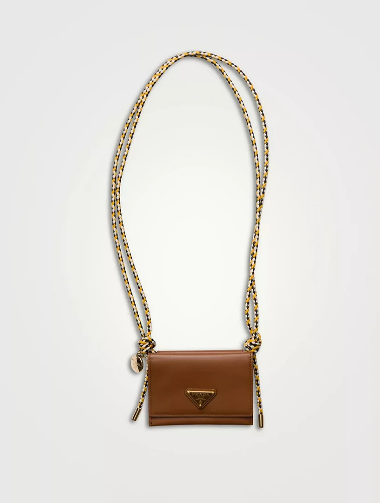 Card Holder With Leather Shoulder Strap