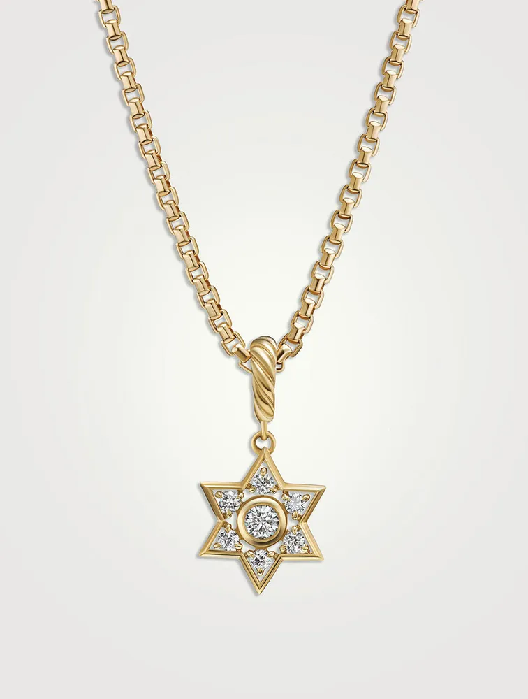Star Of David Pendant In 18k Yellow Gold With Diamonds