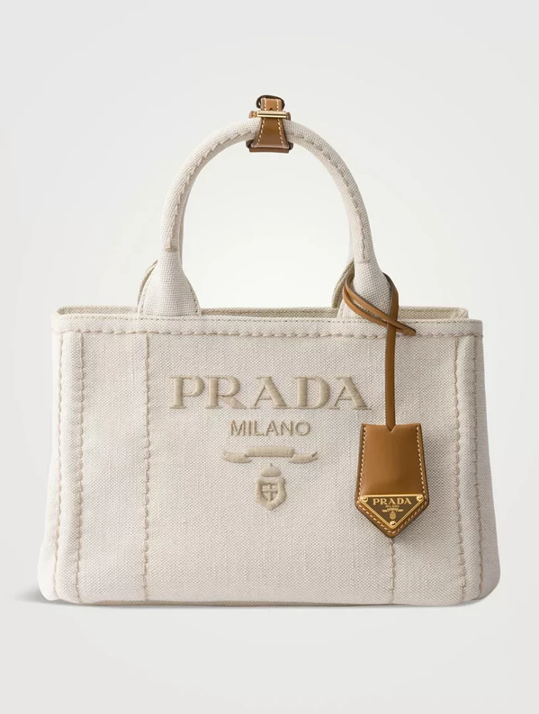 Prada Jardinière Small Linen Blend Handbag