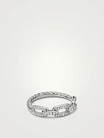 Stax Chain Link Ring 18k White Gold With Pavé Diamonds
