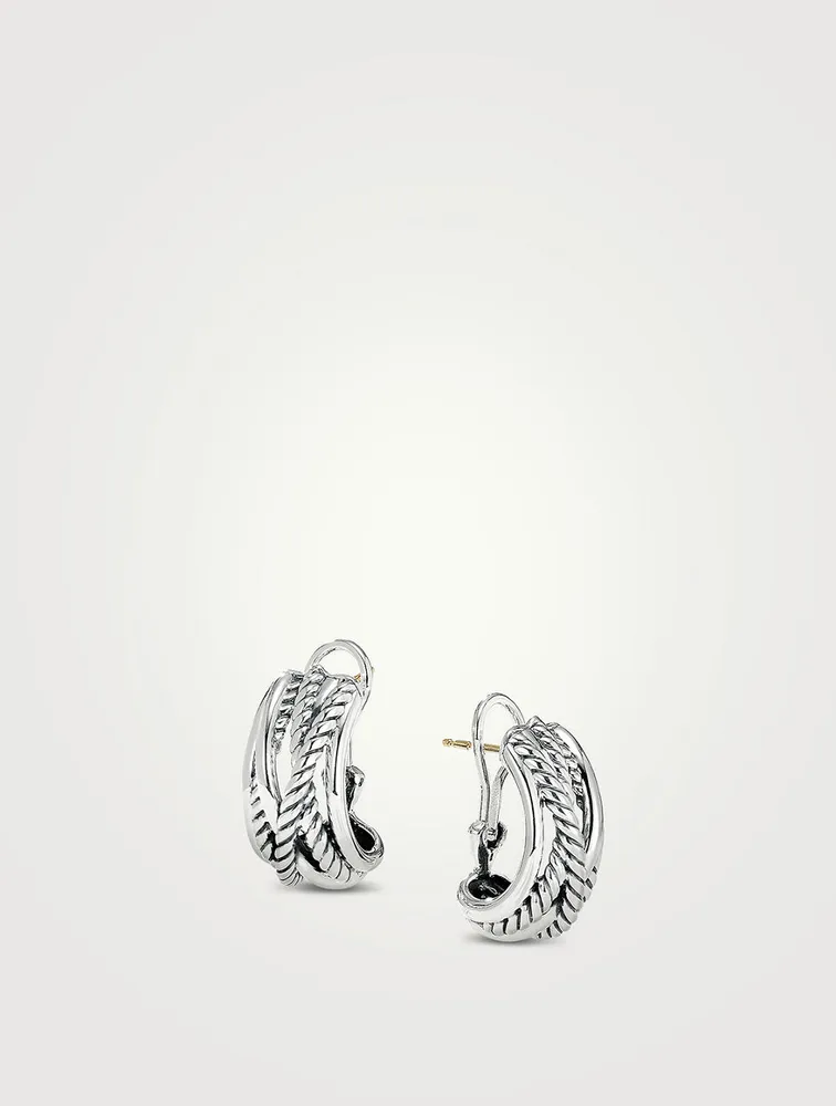 Crossover Shrimp Earrings In Sterling Silver