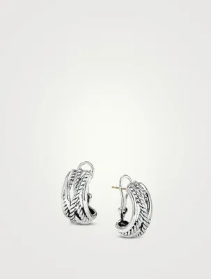 Crossover Shrimp Earrings In Sterling Silver