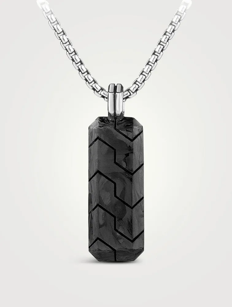 Forged Carbon Ingot Tag In Sterling Silver