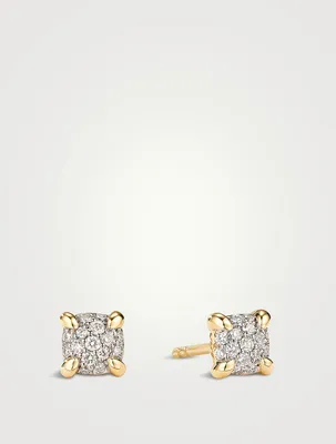 Petite Chatelaine® Stud Earrings In 18k Yellow Gold With Pavé Diamonds