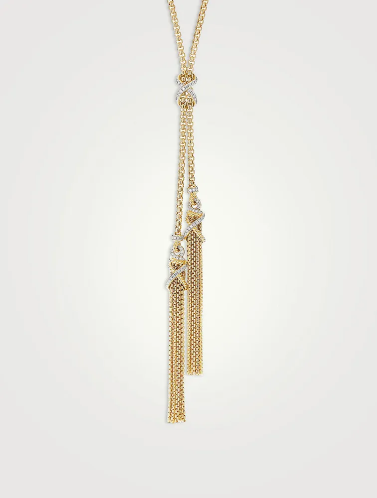 Helena Tassel Necklace In 18k Yellow Gold With Pavé Diamonds