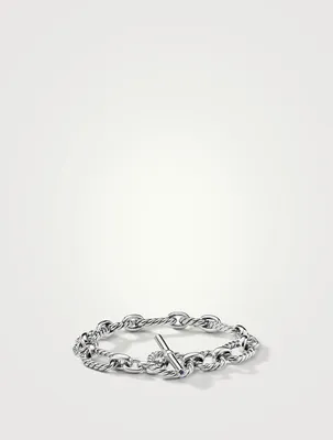 Cushion Link Chain Bracelet Sterling Silver With Blue Sapphires