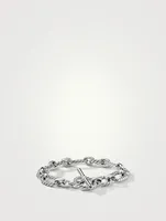 Cushion Link Chain Bracelet Sterling Silver With Blue Sapphires