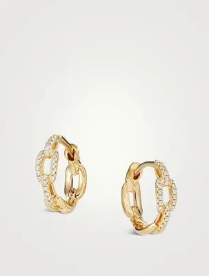 Stax Chain Link Huggie Hoop Earrings In 18k Yellow Gold With Pavé Diamonds