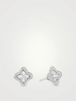 Venetian Quatrefoil® Stud Earrings In 18k White Gold With Diamonds