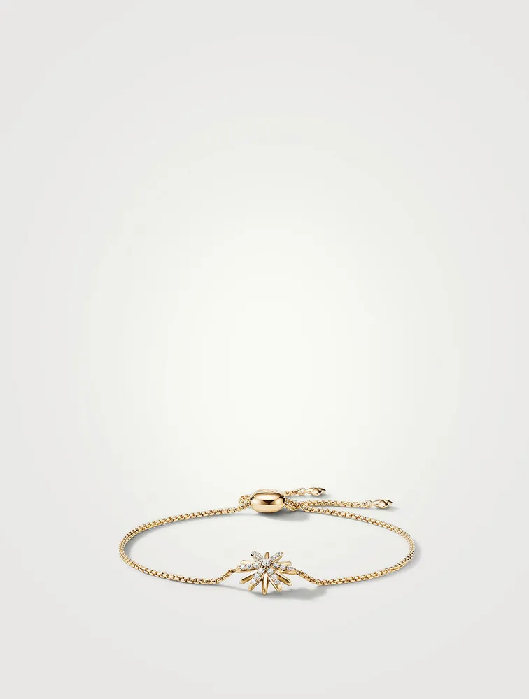Starburst Station Chain Bracelet In 18k Yellow Gold With Pavé Diamonds