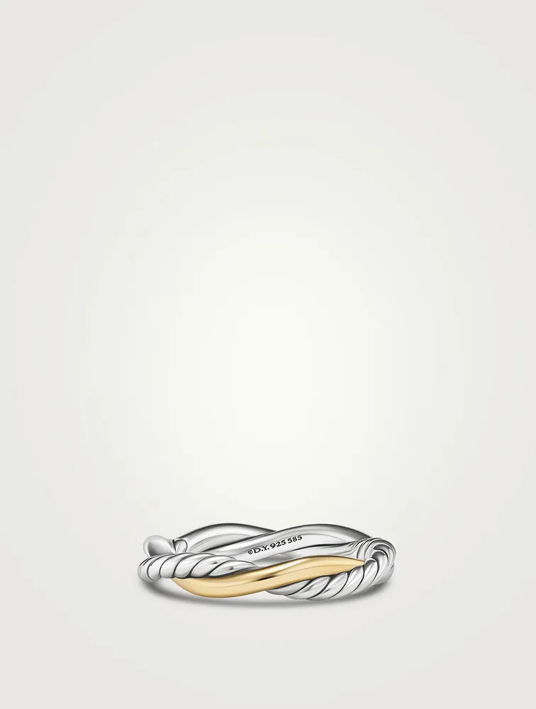 Petite Infinity Band Ring Sterling Silver With 14k Yellow Gold
