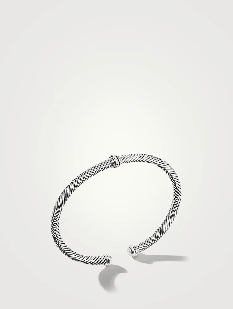 Cable Classics Center Station Bracelet Sterling Silver With Pavé Diamonds
