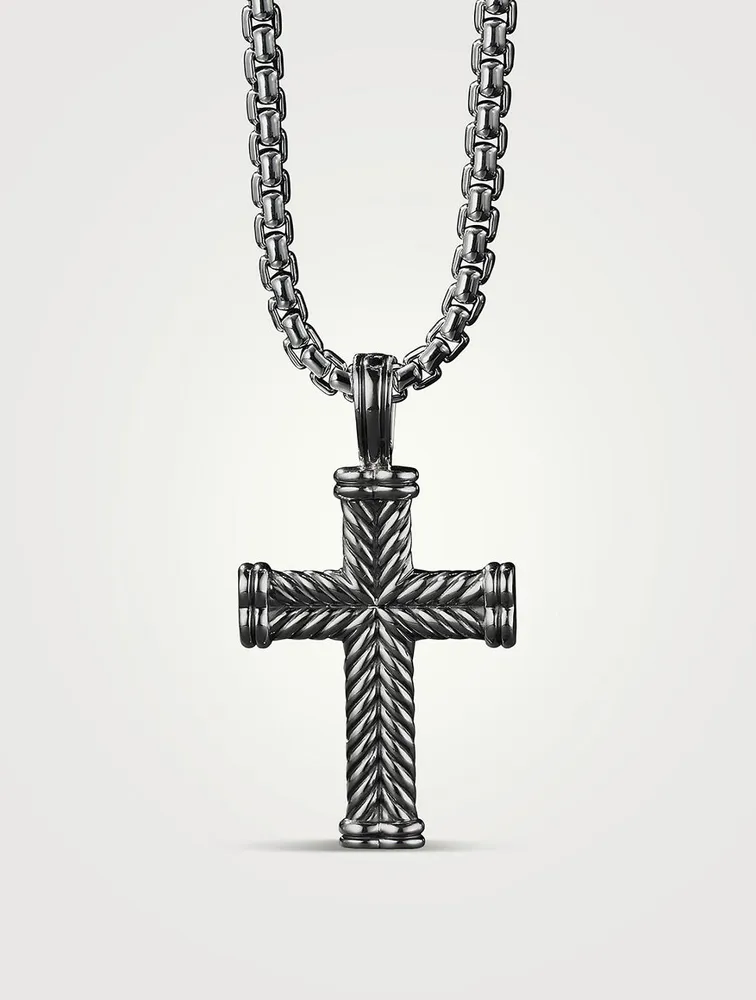Chevron Cross Pendant In Sterling Silver