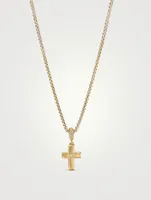 Cross Amulet In 18k Yellow Gold With Center Diamond