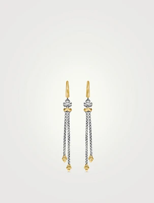 Zig Zag Stax™ Chain Drop Earrings In Sterling Silver With 18k Yellow Gold And Diamonds, 66mm