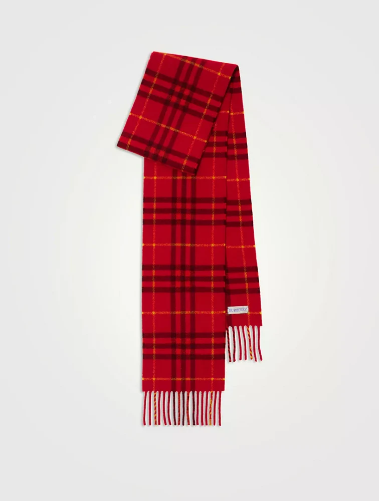 Narrow Check Cashmere Scarf