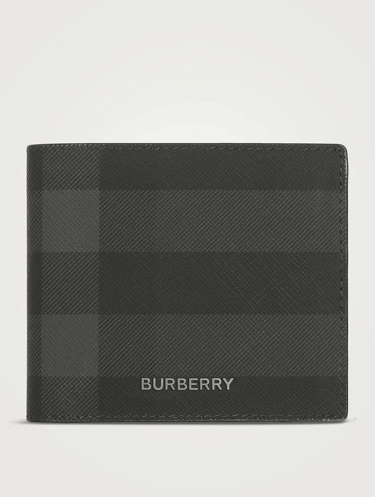 Charcoal Check And Leather Bifold Wallet
