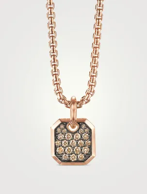 Roman Amulet In 18k Rose Gold With Pavé Cognac Diamonds