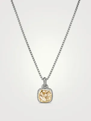Albion® Pendant In Sterling Silver With Champagne Citrine, Pavé Diamonds And 18k Yellow Gold