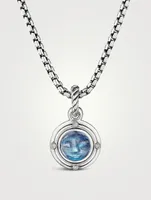 Moon Amulet In Sterling Silver With Rainbow Moonstone And Diamonds