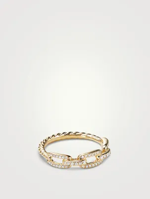 Stax Chain Link Ring 18k Yellow Gold With Pavé Diamonds
