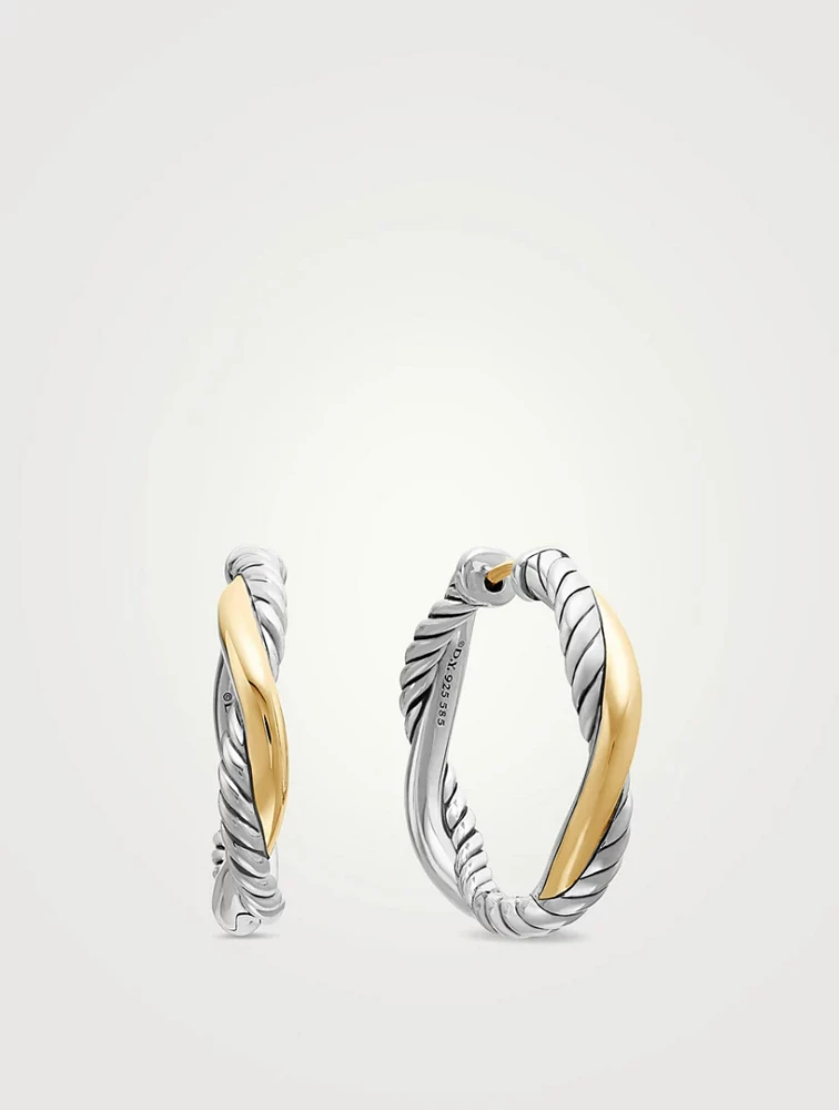 Petite Infinity Hoop Earrings In Sterling Silver With 14k Yellow Gold, 17.3mm