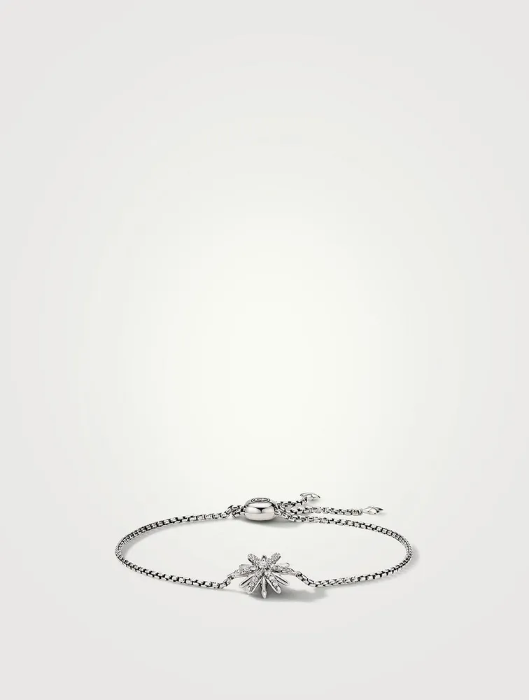Starburst Station Chain Bracelet In Sterling Silver With Pavé Diamonds