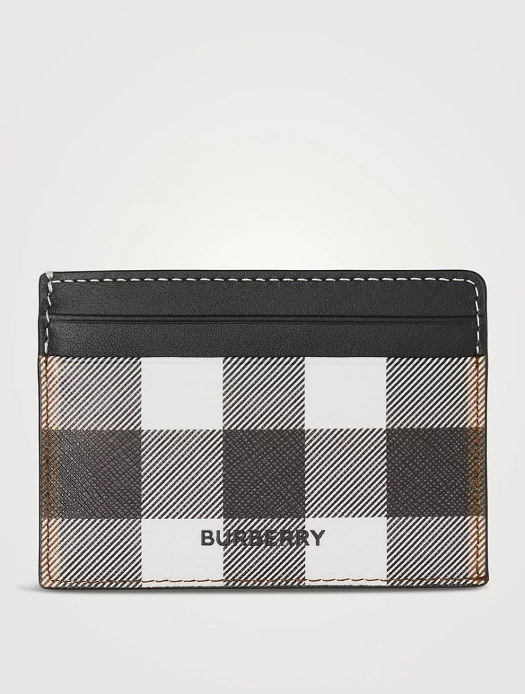 Check And Leather Card Case