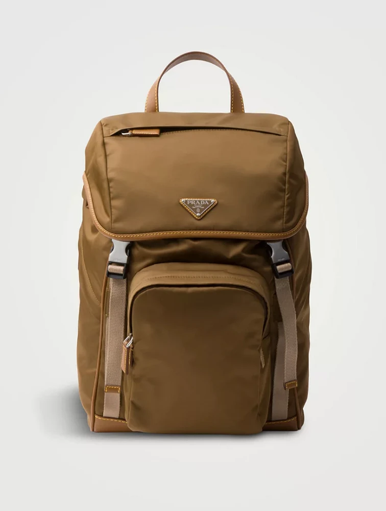 Re-nylon And Leather Backpack