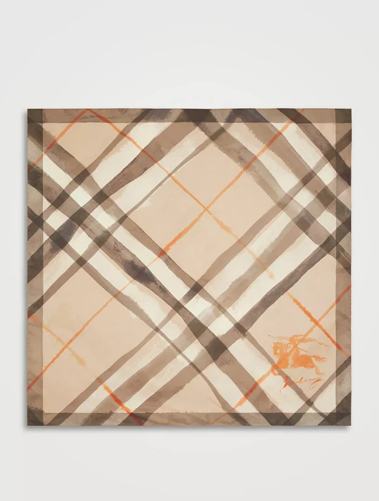 Watercolour Check Silk Scarf