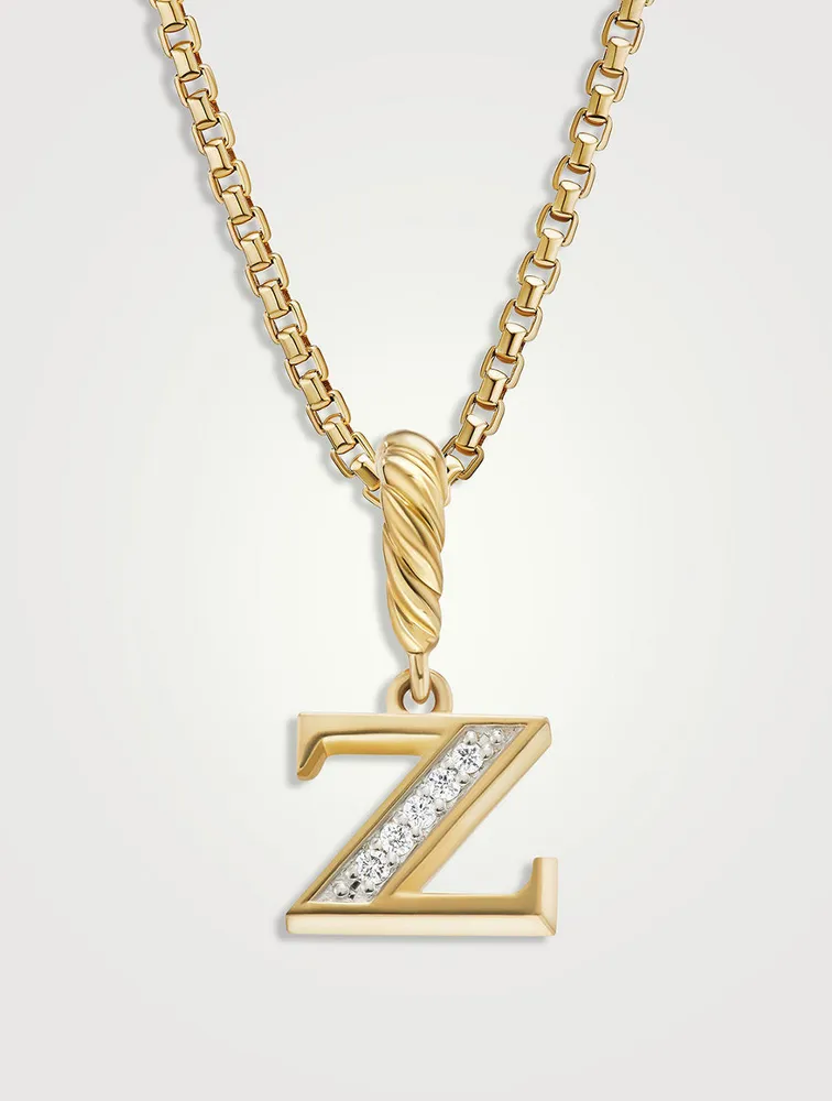 Pavé Z Initial Pendant In 18k Yellow Gold With Diamonds