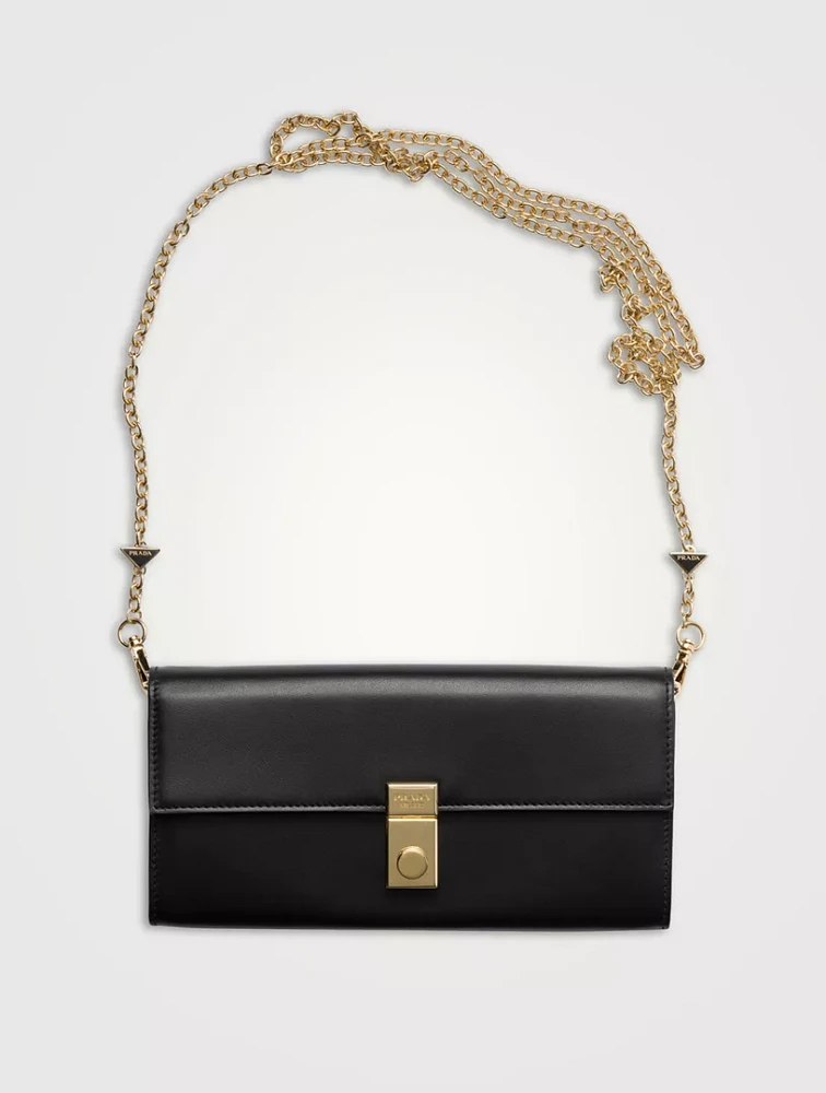 Leather Wallet With Chain Shoulder Strap