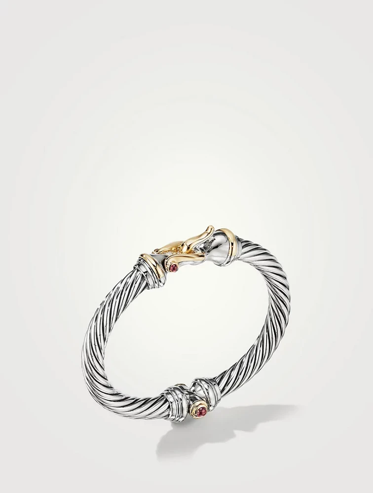 Buckle Bracelet Sterling Silver With 18k Yellow Gold And Rhodolite Garnets