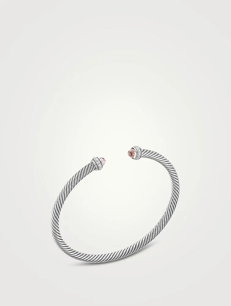 Cable Classics Bracelet Sterling Silver With Morganite And Pavé Diamonds