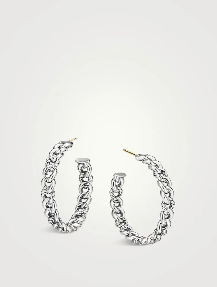 Belmont® Curb Link Hoop Earrings In Sterling Silver