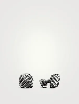 Sculpted Cable Cushion Cufflinks In Sterling Silver