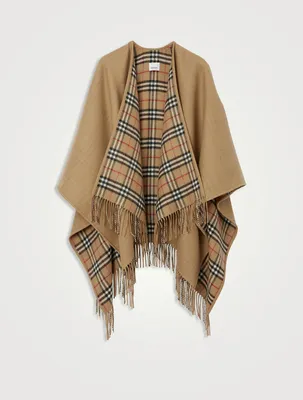 Reversible Check Wool Cape