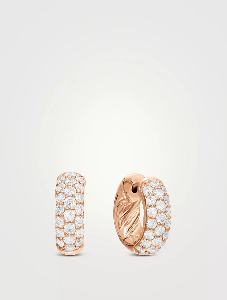 Dy Mercer® Micro Hoop Earrings In 18k Rose Gold With Diamonds, 13.5mm