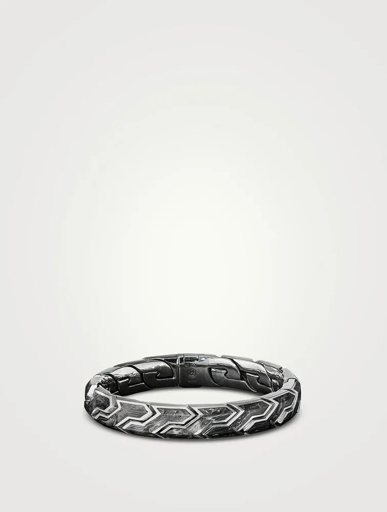 Forged Carbon Link Bracelet Sterling Silver