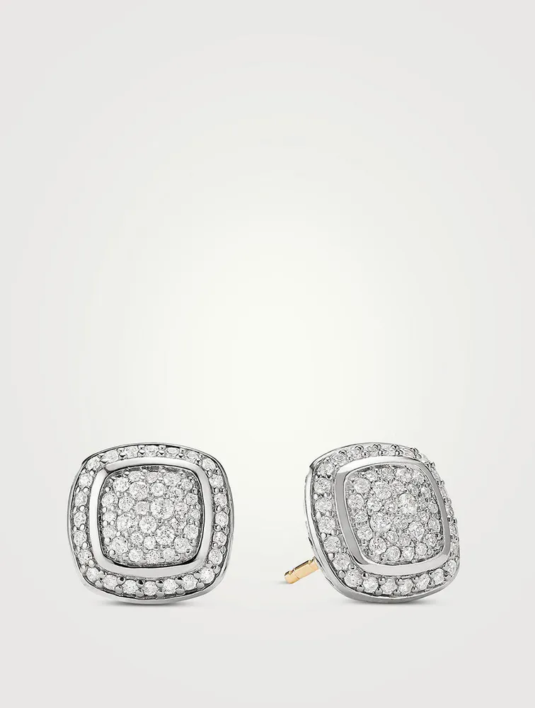 Albion® Stud Earrings In Sterling Silver With Pavé Diamonds